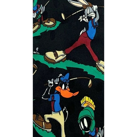 Looney Tunes Mania Men's Novelty Tie: Daffy, Bugs, Marv, Taz Playing Golf. 1995 - Picture 1 of 4